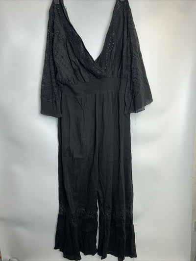 River Island on The Beach - Black Lace Wide Leg Jumpsuit. UK 24 **** Ref V173