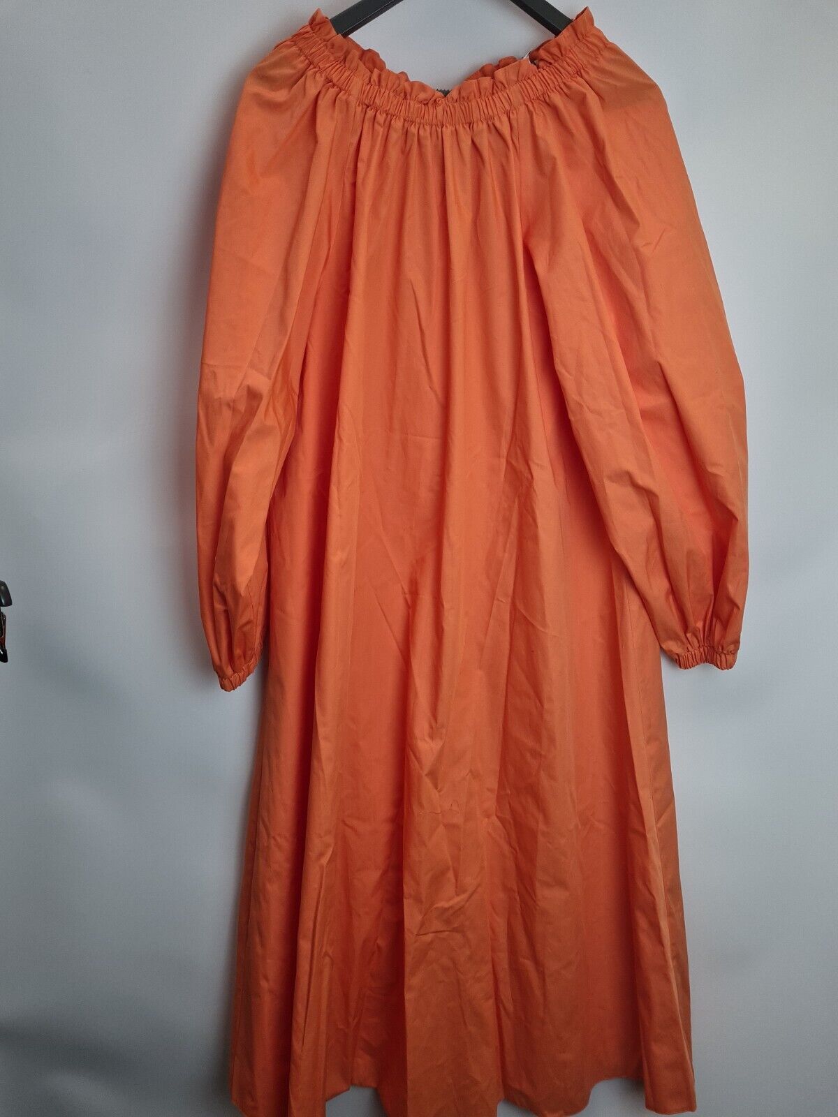 River Island Orange Gathered Neckline Midi Dress Size 12 **** V54