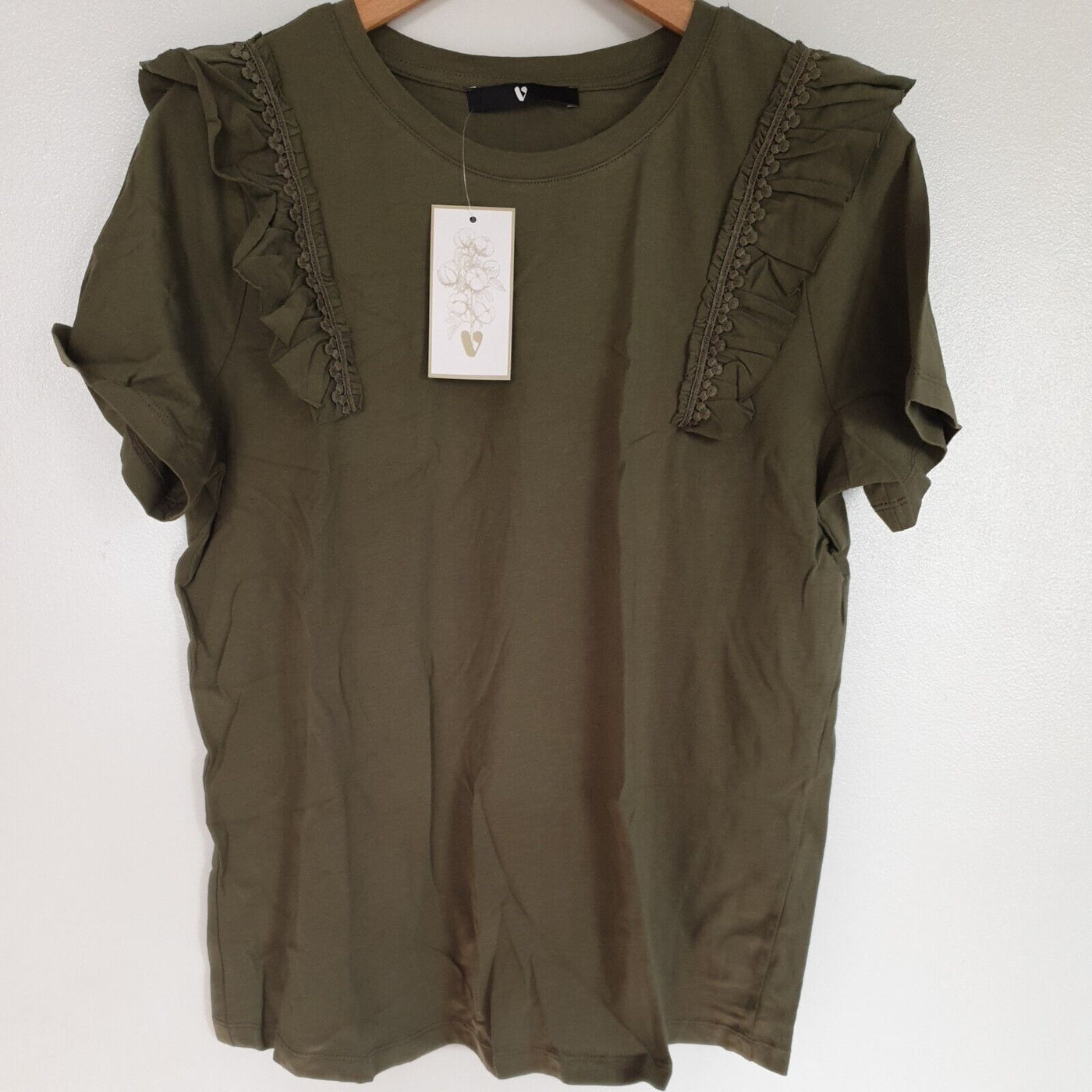 Frill Front Slouchy Tshirt Khaki UK 16 ****Ref SW23