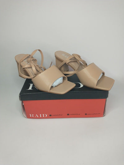 Raid Tie Ankle Mid Heeled Sandals - Camel. UK 4 **** Ref VS1