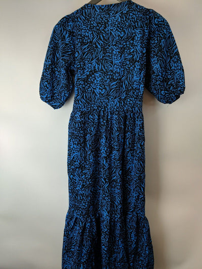 Brave Soul Blue Animal Printed Wrap Midi Dress Size XSmall **** V221