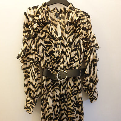 River Island Brown Animal Printed Dress With Belt Uk6****Ref V270