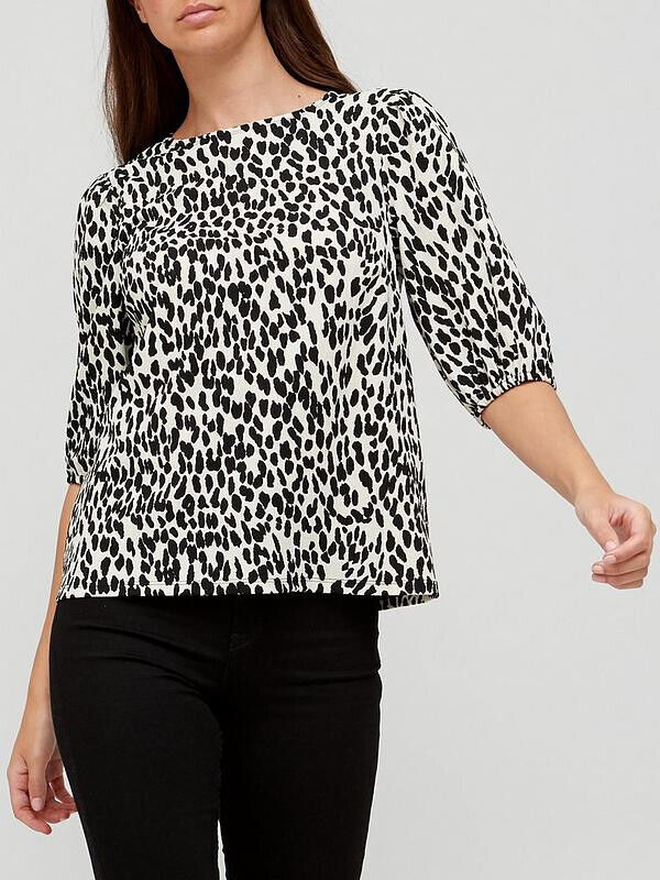 Animal Printed Crinkle Puff Sleeve Blouse Size 20 *** V355