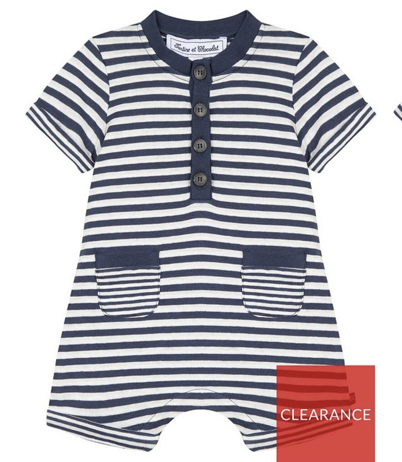 Tartine et Chocolat Baby Stripped Romper - White/Navy. UK 18Months **** Ref V349