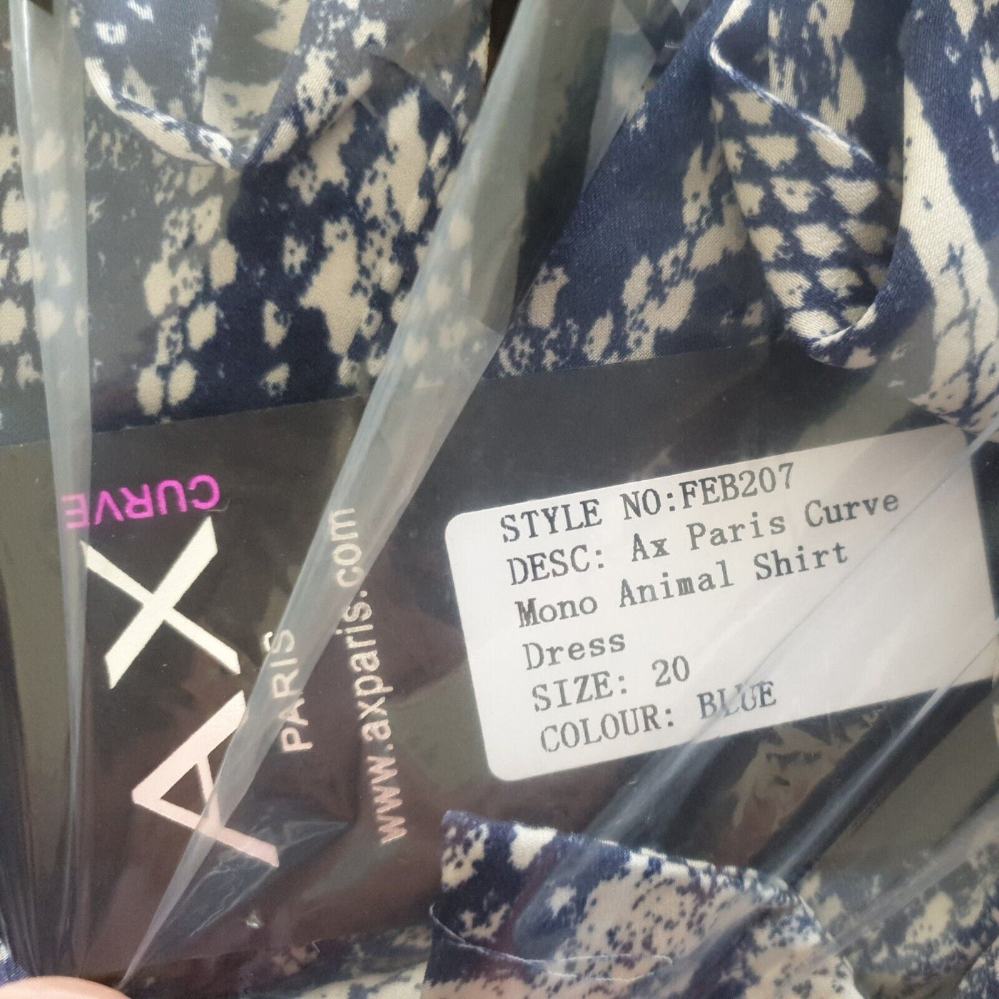 AX Paris Curve Mono Animal Shirt Dress Size 20****Ref V4