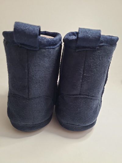 Boys Faux Fur Navy Slipper Boots Size 6-7 Younger **** VS2