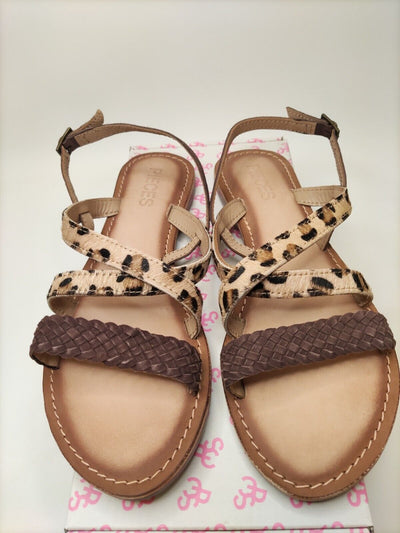 Pieces Animal Print Leather Flat Sandal. UK 6. ****VS2