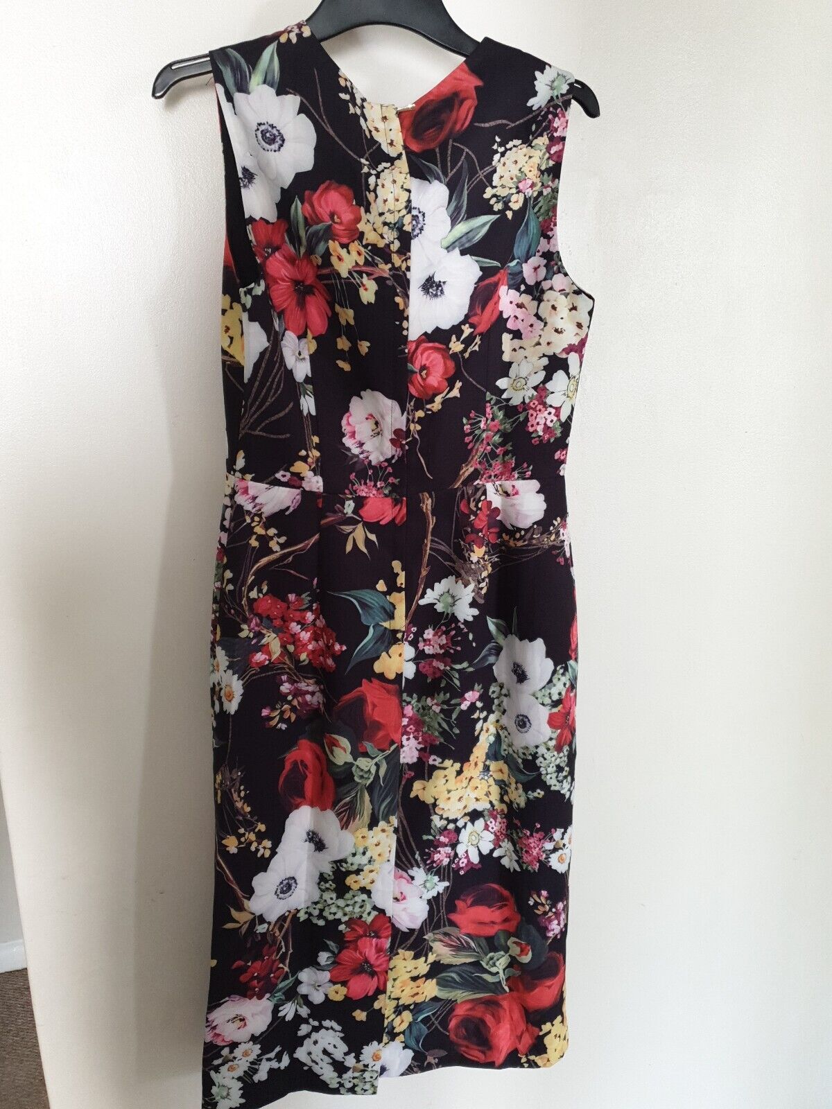 Burryco Black & Red Rose Print Mid-length Dress  Size S Ref Y35