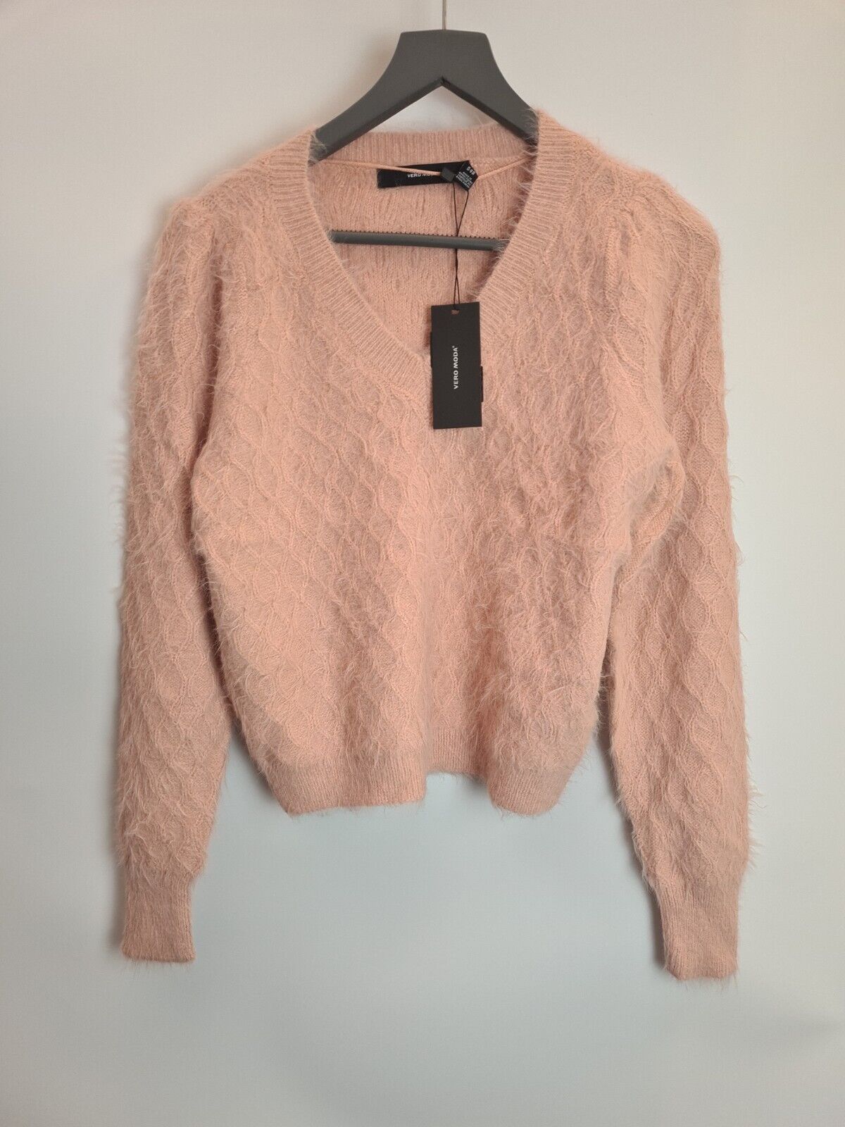 Vero Moda V-Neck Fluffy Knit Pink Jumper Size XSmall **** V416