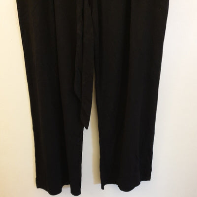 Womens Black Elasticated Waist Wide Leg Black Bottoms UK 12  ****Ref V388