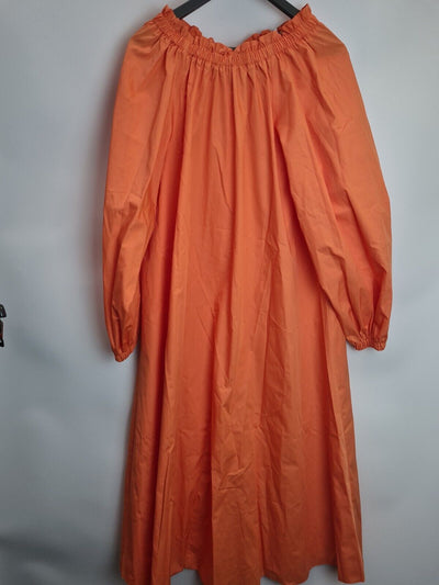 River Island Orange Gathered Neckline Midi Dress Size 10 **** V233