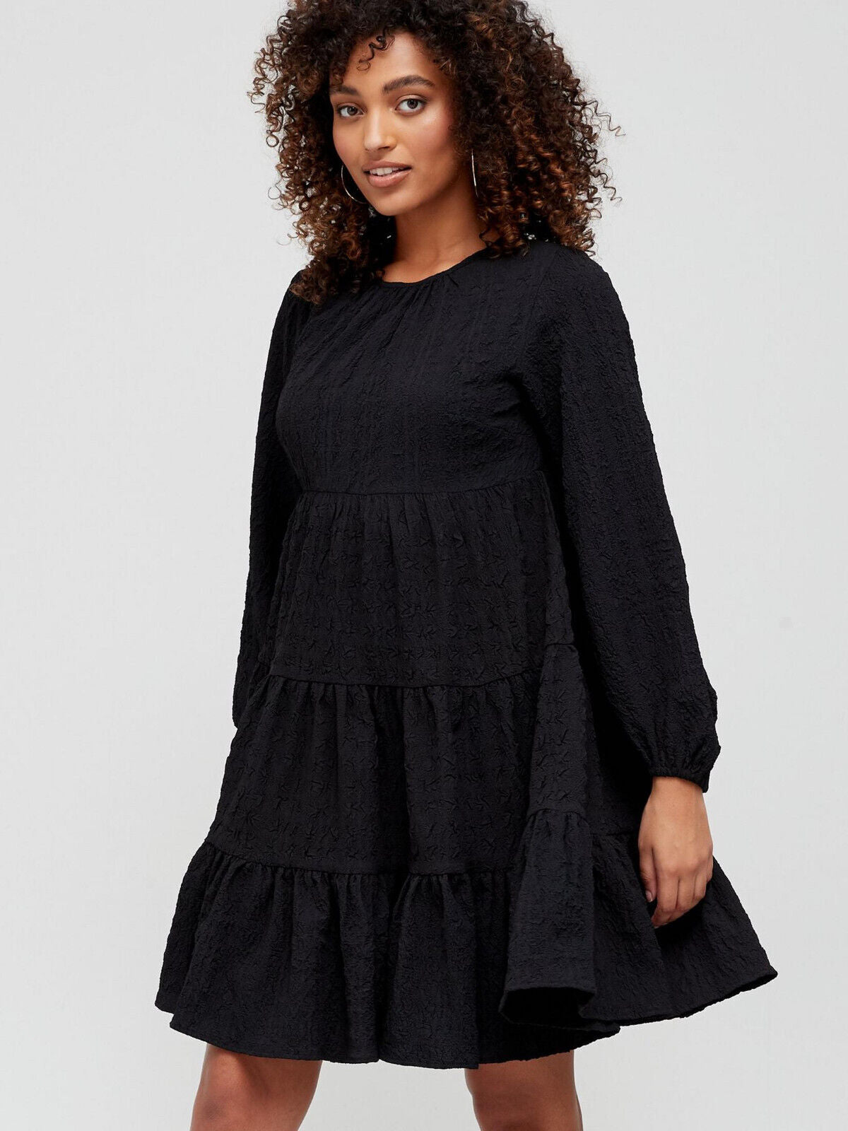 Blouson Sleeve Smock Dress - Black. UK 8. V390