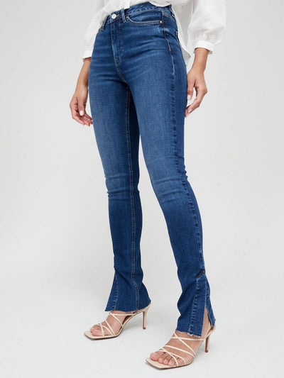 Ella High Waist Dark Wash Skinny Jean With Split Hem. UK W32  **** V551