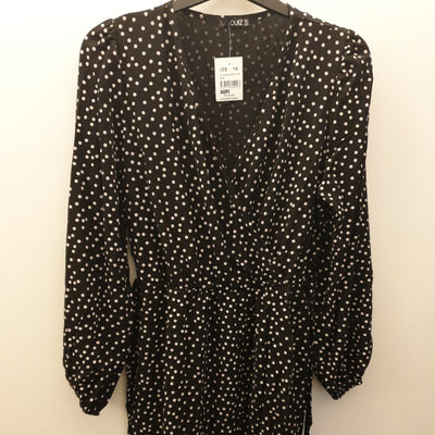 Quiz Black Bubble Polka-dot Dress Size 16****Ref V238