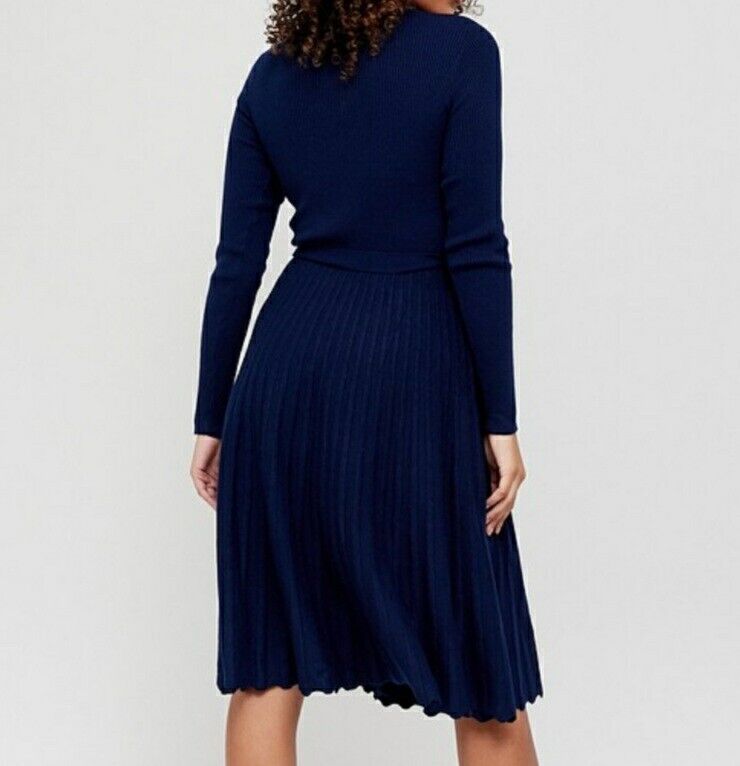 Button Through Knitted Navy Jumper Dress UK 12 ****Ref SW12