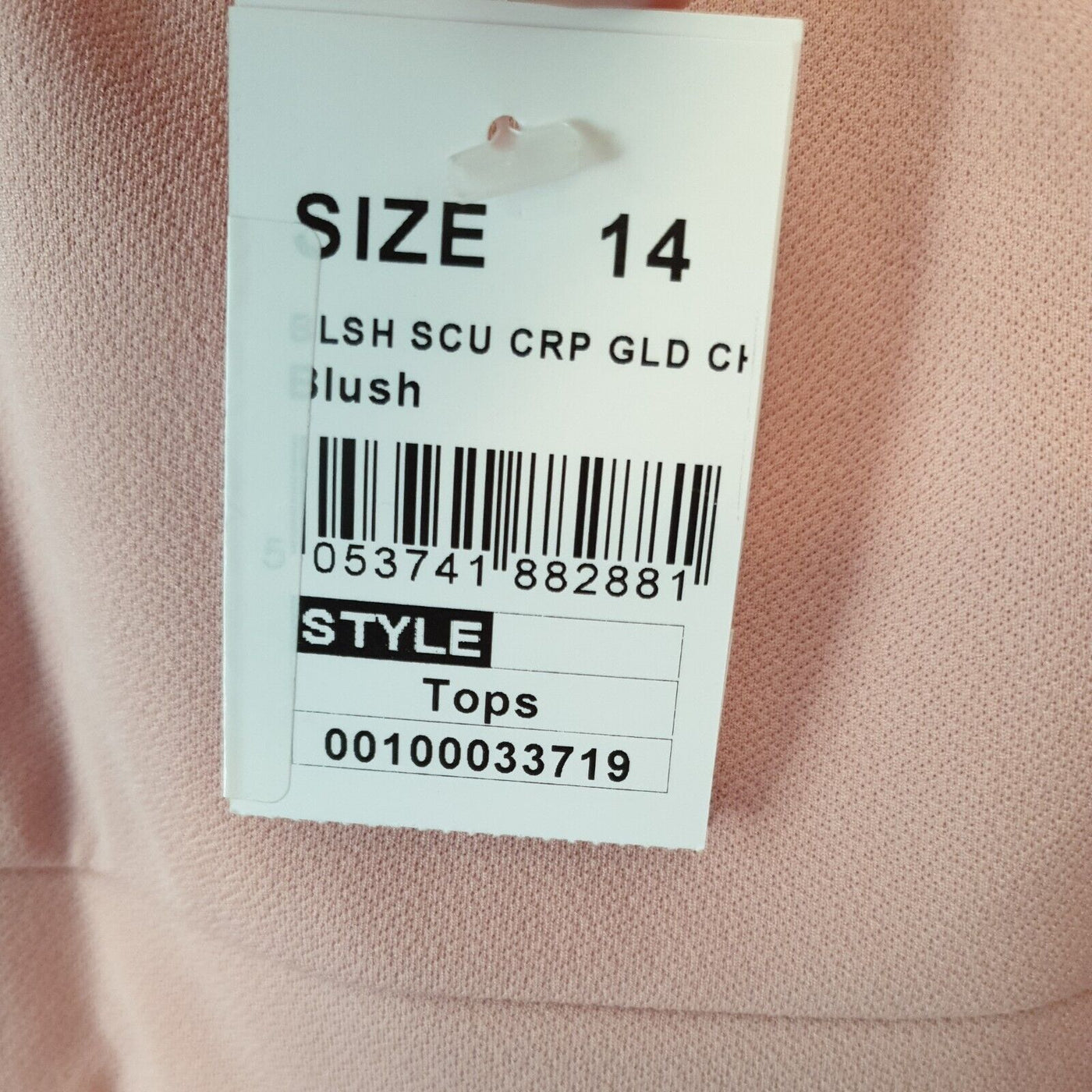 Quiz Blush Scu Crp Gold Chain Blush Top Uk14****Ref V24