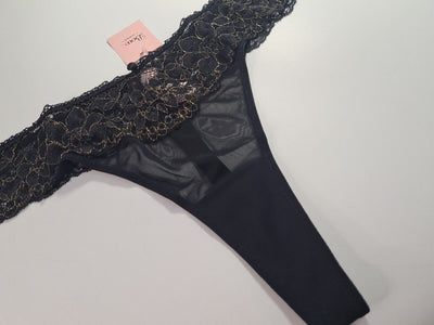 Boux Avenue Bea Black And Gold Thong Size 18 **** VA1