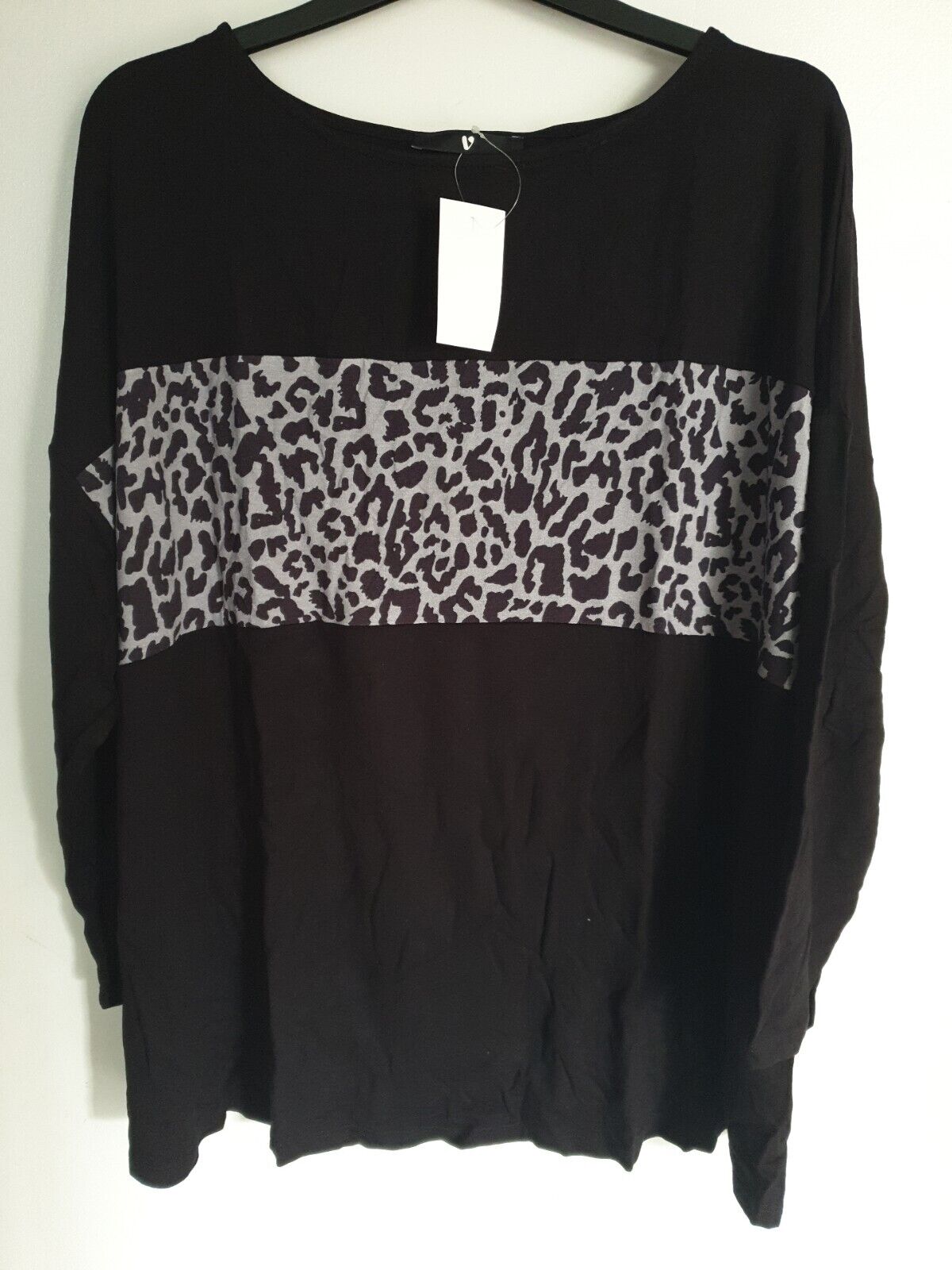 Black/Grey Mono Print Top Uk24****Ref V555