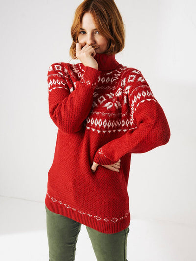 FatFace Monica Fairisle Longline Jumper - Red. UK 6. ****V91