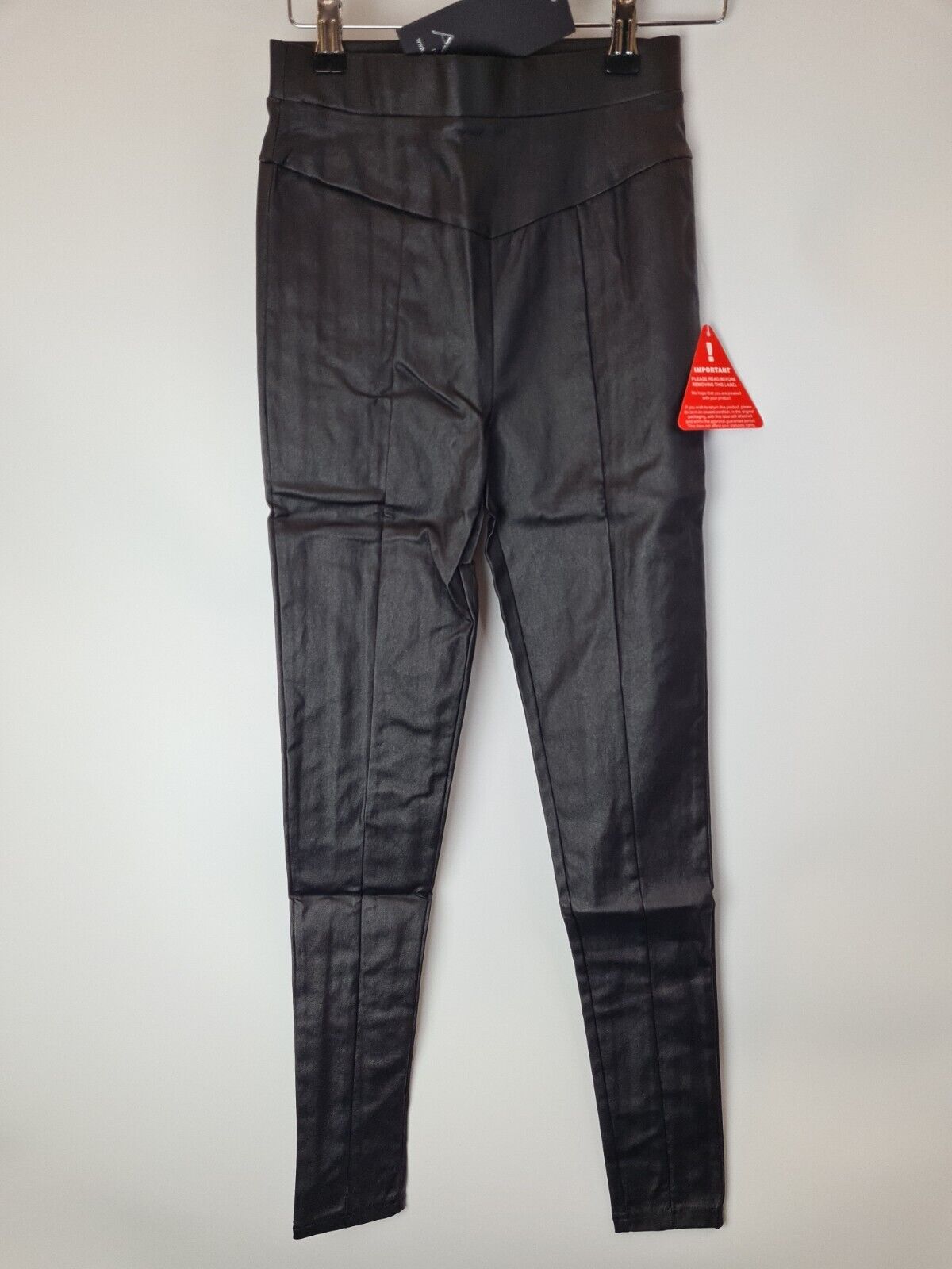 Ax Paris High Waisted Faux Leather Black Leggings Size UK 6 **** V522