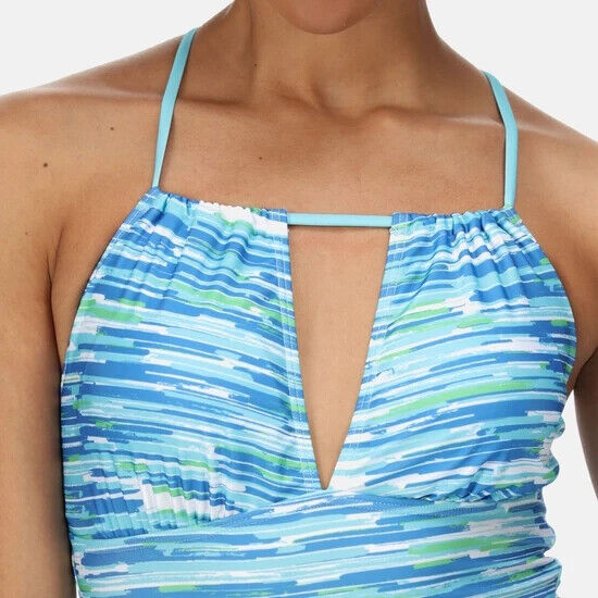 Regatta Halliday Halter Neck Blue Swimming Costume Size 16