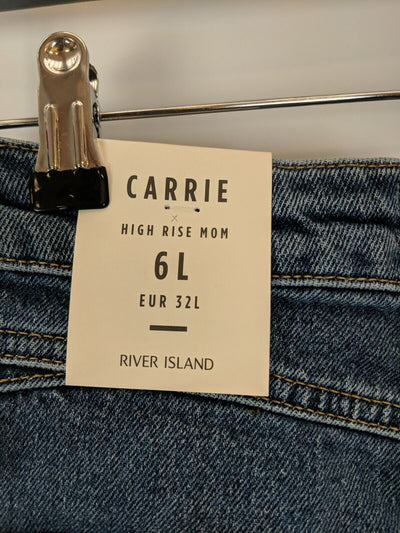 River Island High-Rise Carrie Mom Jeans. Ripped. Size UK 6