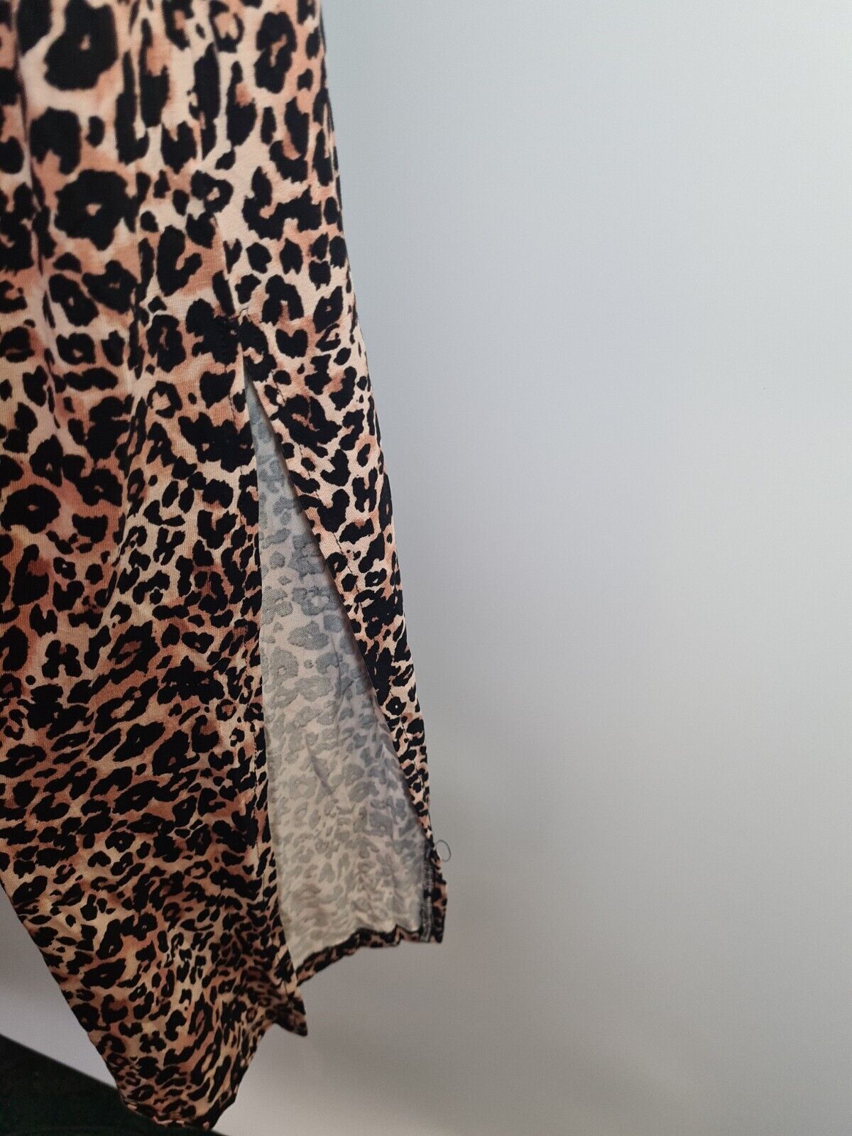 Animal Print Bardot Frill Side Split Dress Size 14 **** V292