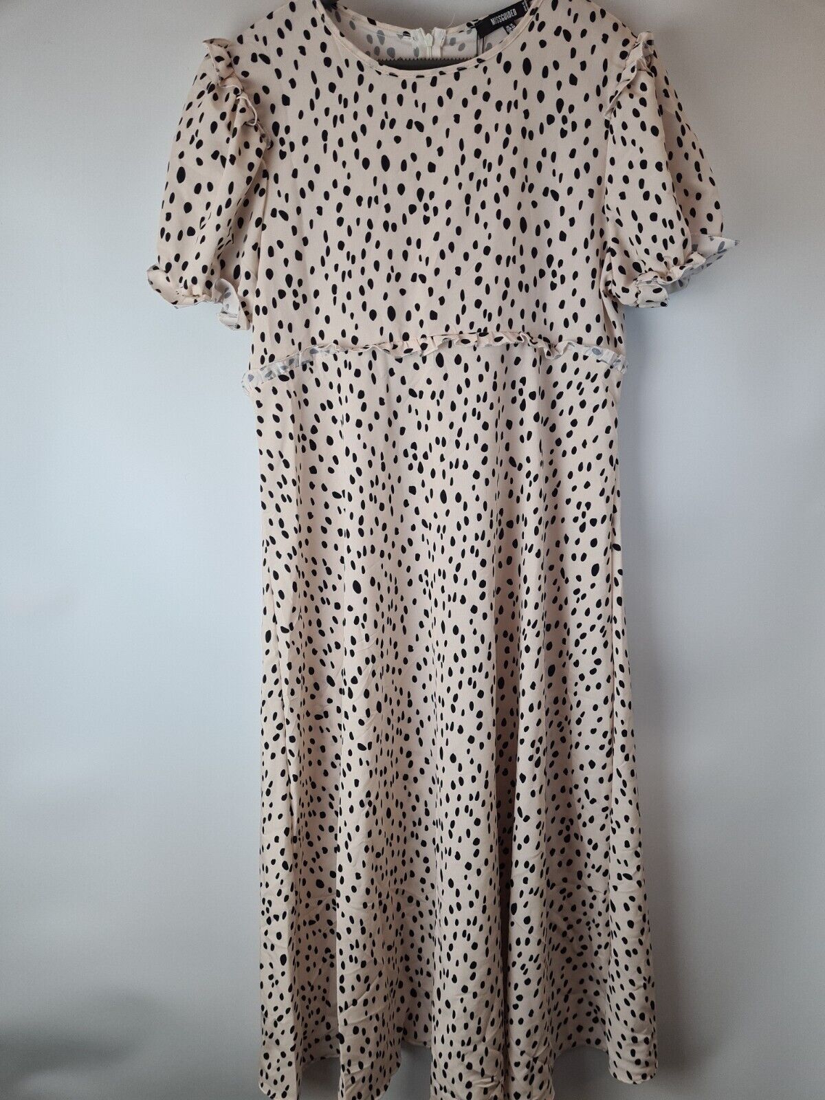 Missguided Ss Ruffle Midaxi Smock Dalmatian Dress Size 12 **** V173