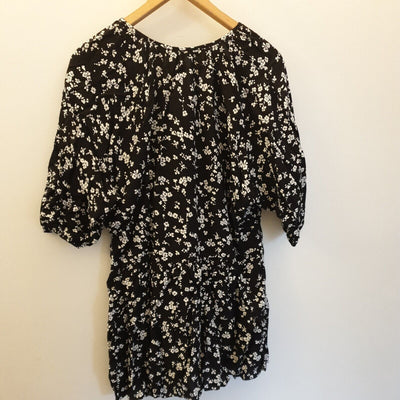 Womens Black/White Floral Print Dress Uk12****Ref V344