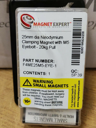 Magnet Expert 25mm dia Neodymium Clamping Magnet with M5 Eyebolt- 20kg Pull #5