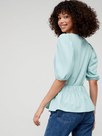 Womens Peplum Crinkle Top - Mint, UK 22 **** SW13