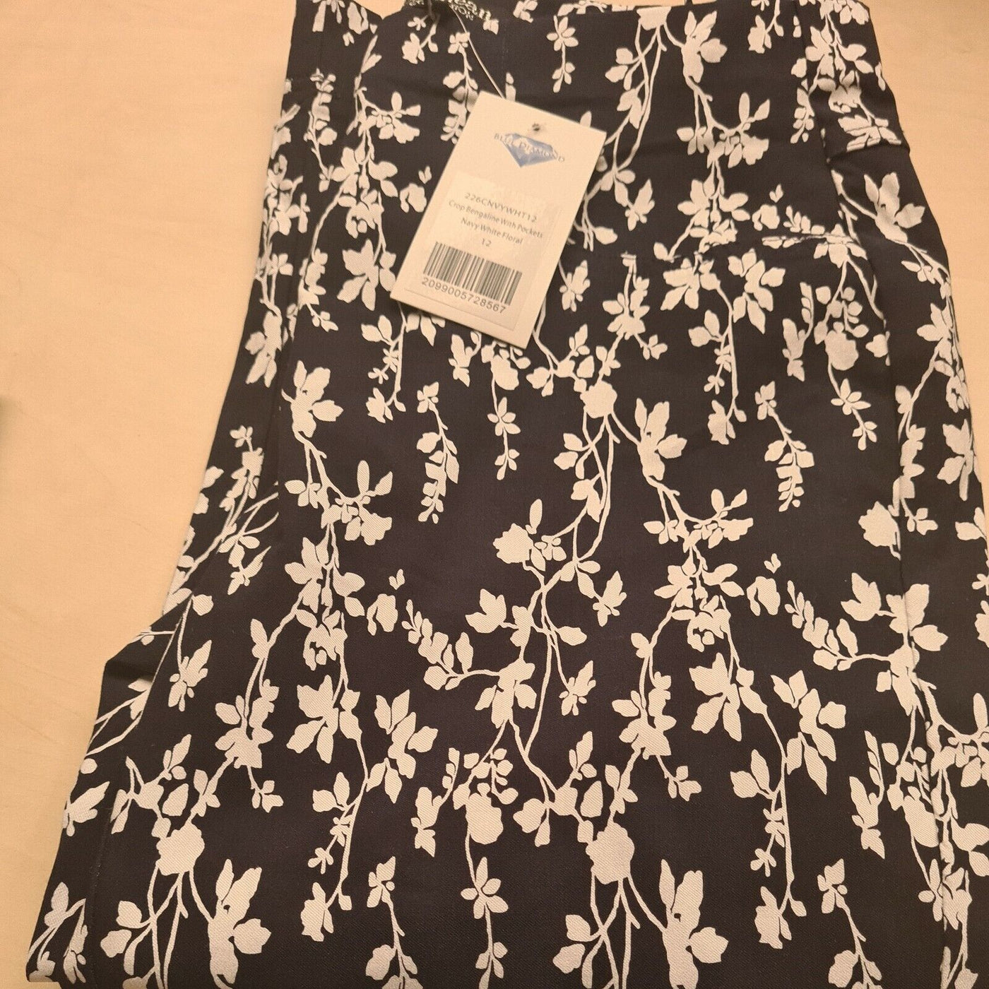 Cerulean Collection Crop Trousers Bengaline Navy/White Size 12 BNWT  R8