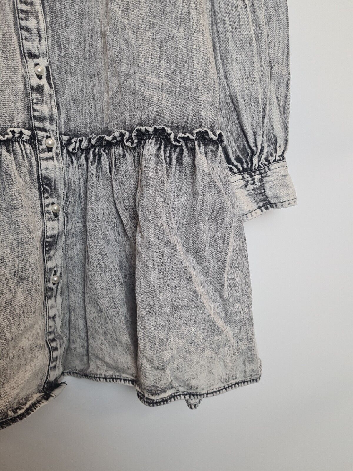 River Island Grey Ruffled Shirt Dress Size 6 **** V147