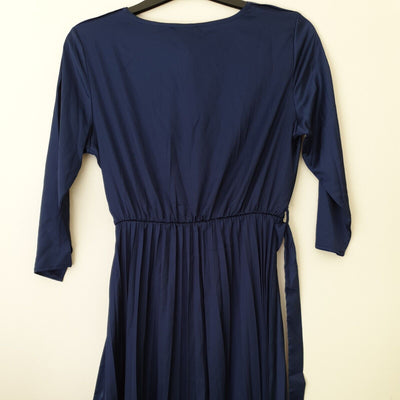 Quiz Navy Satin Wrap Front MDXI Dress Size 10 ****Ref V57