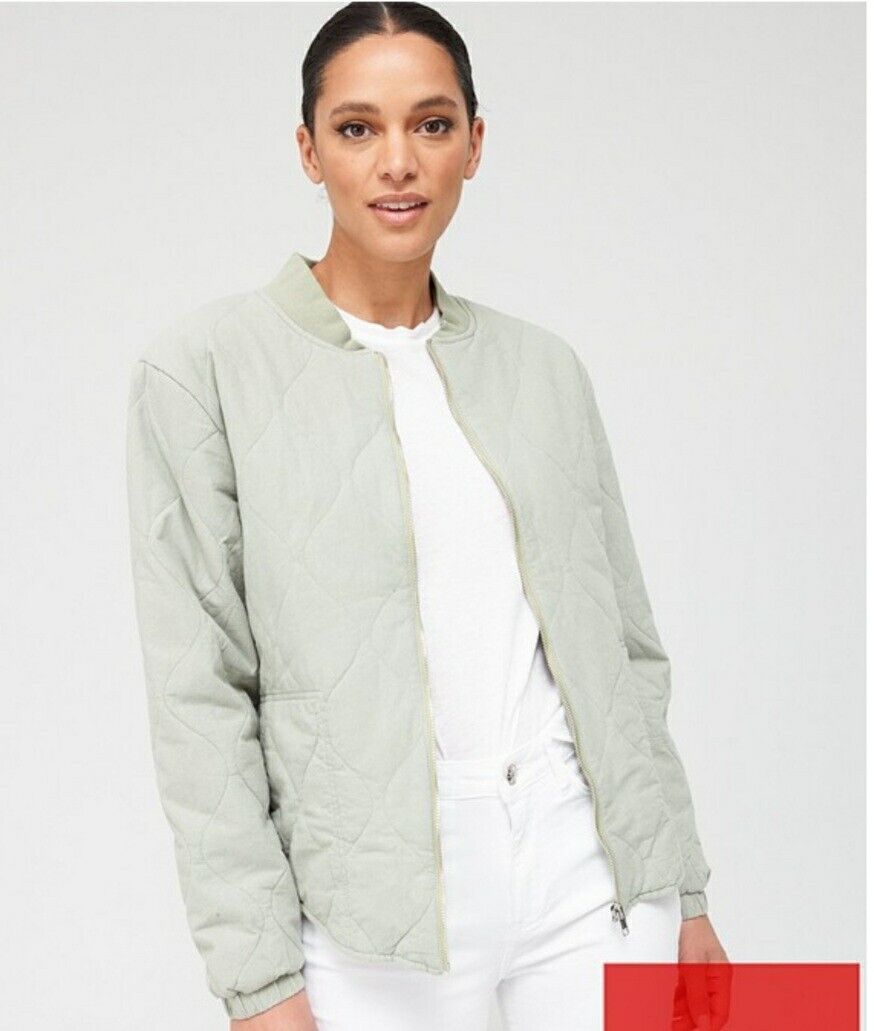 Quilted Cotton Bomber With Curve Sage Uk16****Ref V417