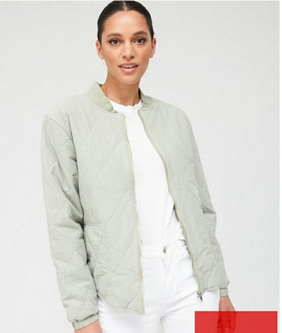 Quilted Cotton Bomber With Curve Sage Uk16****Ref V417