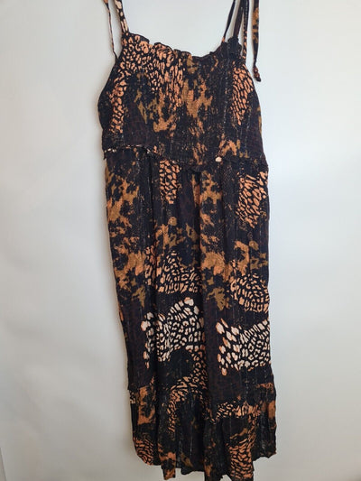 River Island Black Shirred Culotte Jumpsuit Size Large **** V208