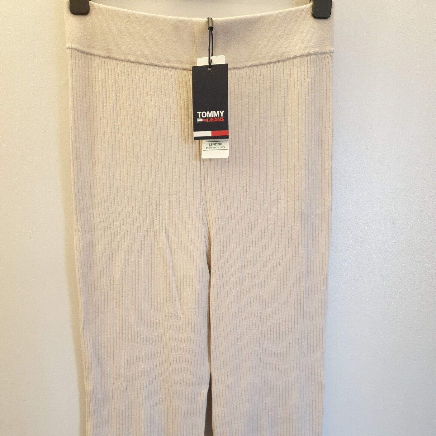 Tommy Jeans Badge Logo Jersey Ribbed Cream Trousers Size L****Ref V272