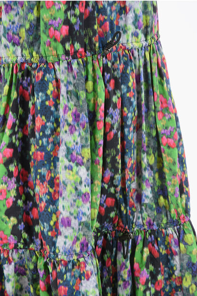 Kenzo High Waisted Flared Maxi Skirt. Floral Print With Drawstring. UK 6. **V384