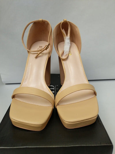 Raid Wide Fit Leonie Platform Heeled Sandal Nude Size UK 7 **** VS1