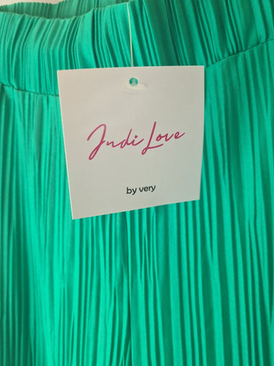 Judi Love Plisse Green Wide Leg Trousers Size 22 **** V31