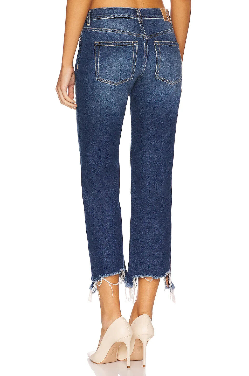 Free People Women's Maggie Ripped Crop Straight Leg Jeans-Blue.UK 27****Ref V354