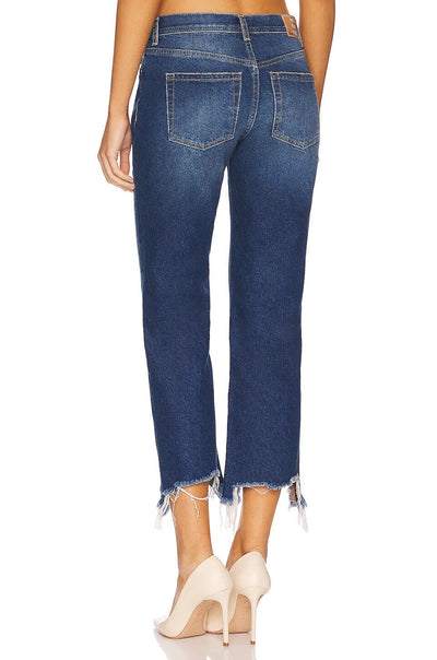 Free People Women's Maggie Ripped Crop Straight Leg Jeans-Blue.UK 27****Ref V354