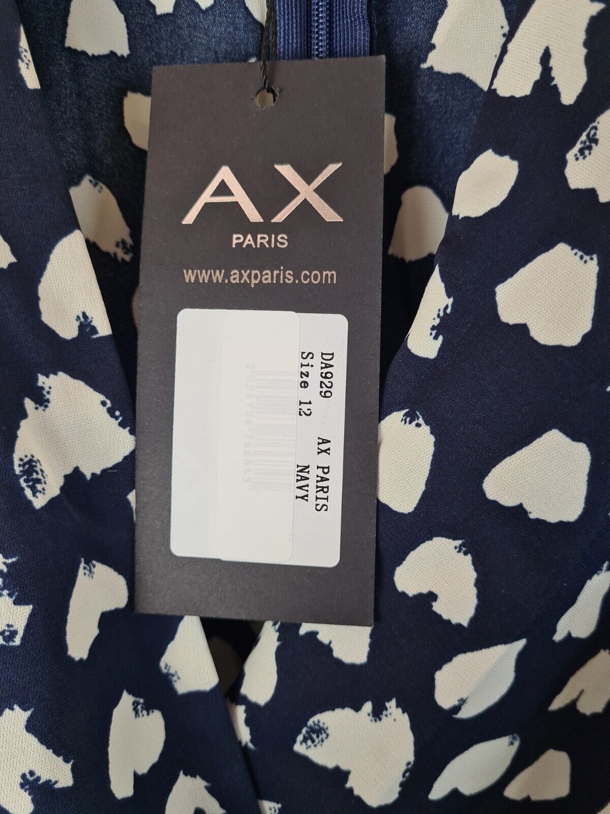 AX Paris Navy Heart Print Short Sleeve Midi Dress Size 6 **** V537