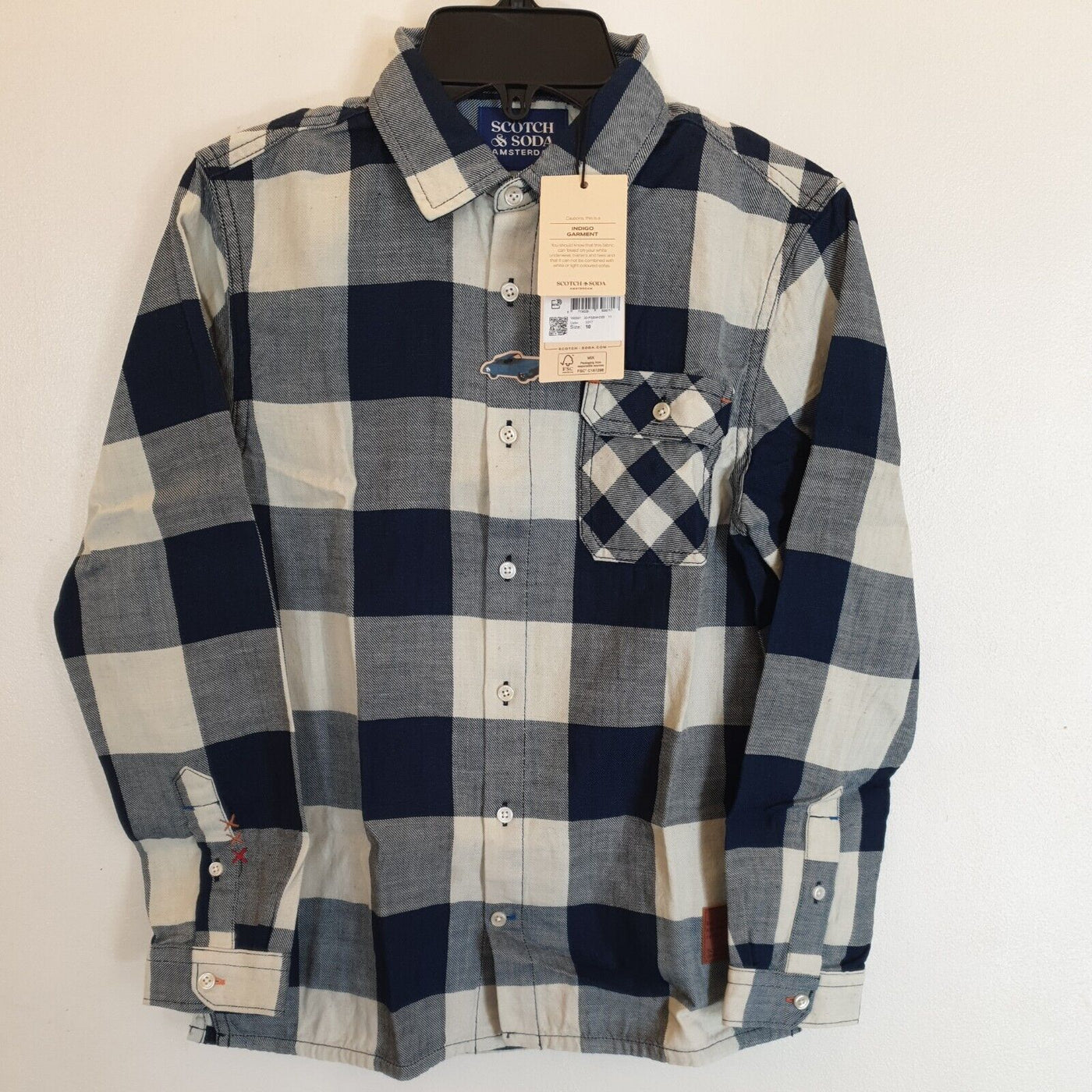 Scotch& Soda  Blue Check Shirt Size Age 10 years ****Ref V5