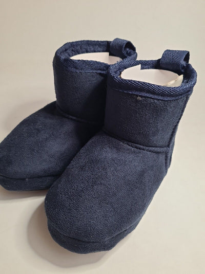 Boys Faux Fur Navy Slipper Boots Size 6-7 Younger **** VS2