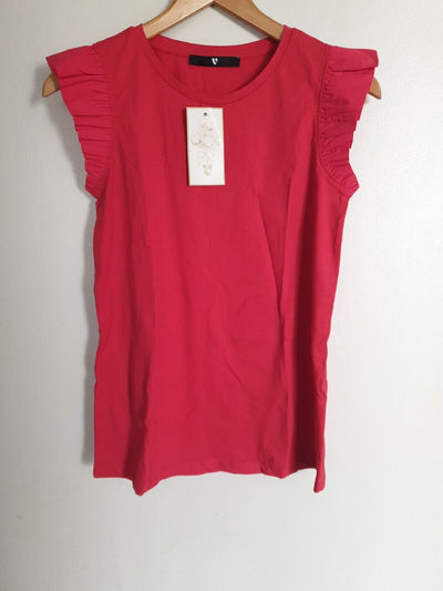 Ruffle Sleeve Top Coral Uk6****Ref V363