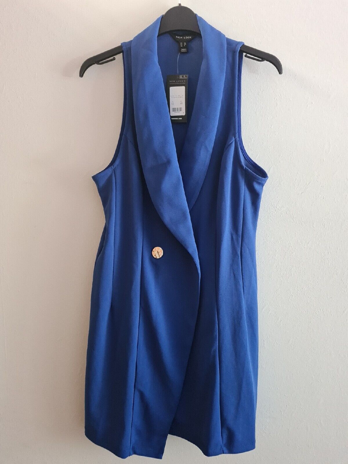 New Look Sleeveless Tuxedo Dress Blue Size 12 BNWT Ref ****V502