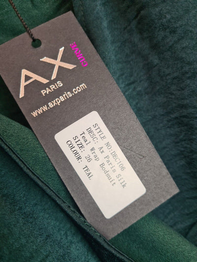 Ax Paris Curve Silk Teal Wrap Bodysuit Size 26 **** V54