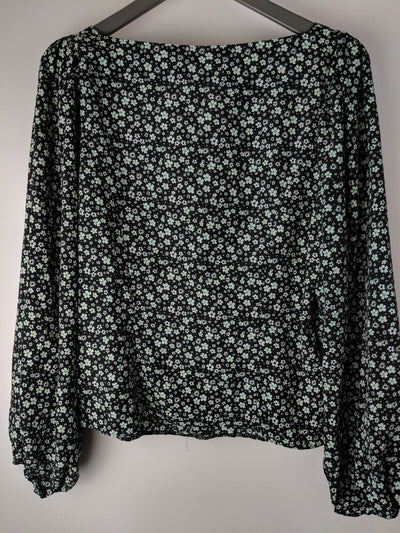 Michelle Keegan Sweetheart Printed Blouse Black Floral Size 18 **** V9